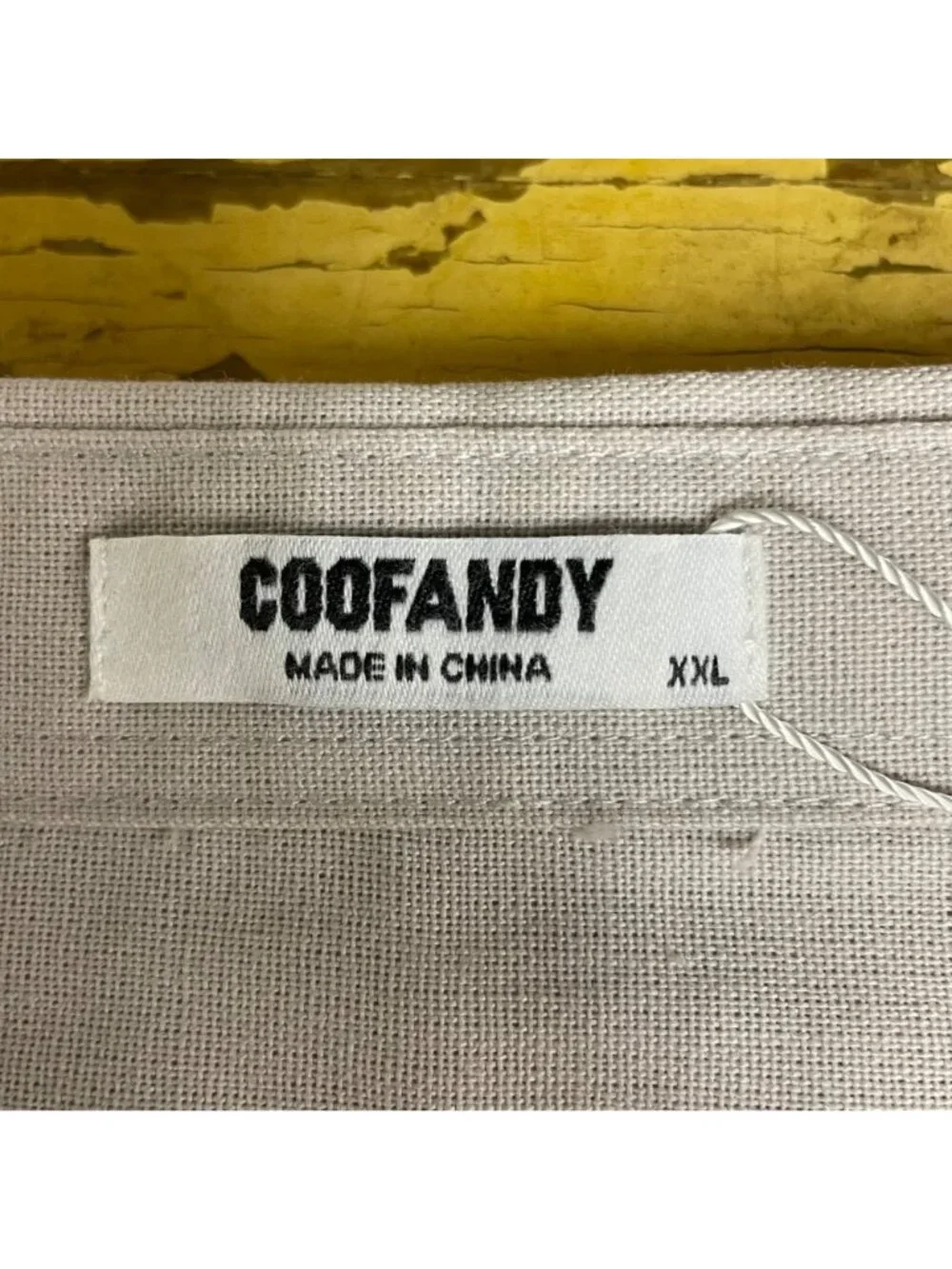 Coofandy Linen Blend Casual Button Down Shirt Cream Tan Sz XXL